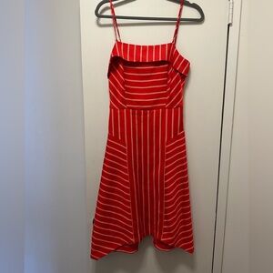 Banana Republic Stripe Strappy Handkerchief Hem Fit and Flare Dress | Size 2